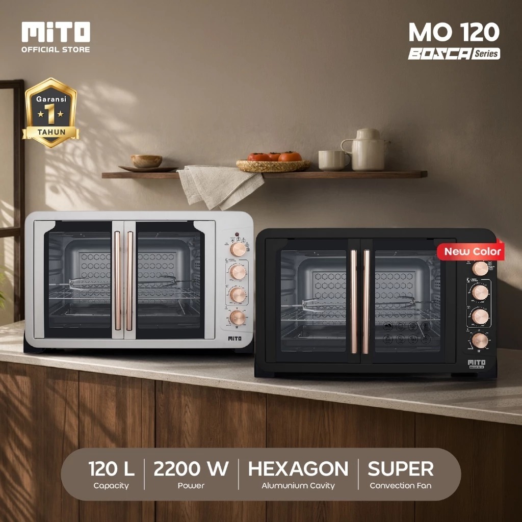 MO120 MITO Oven Listrik Bosca Series Double Door 120 Liter Pemanggang Makanan Roti Pizza Kapasitas B