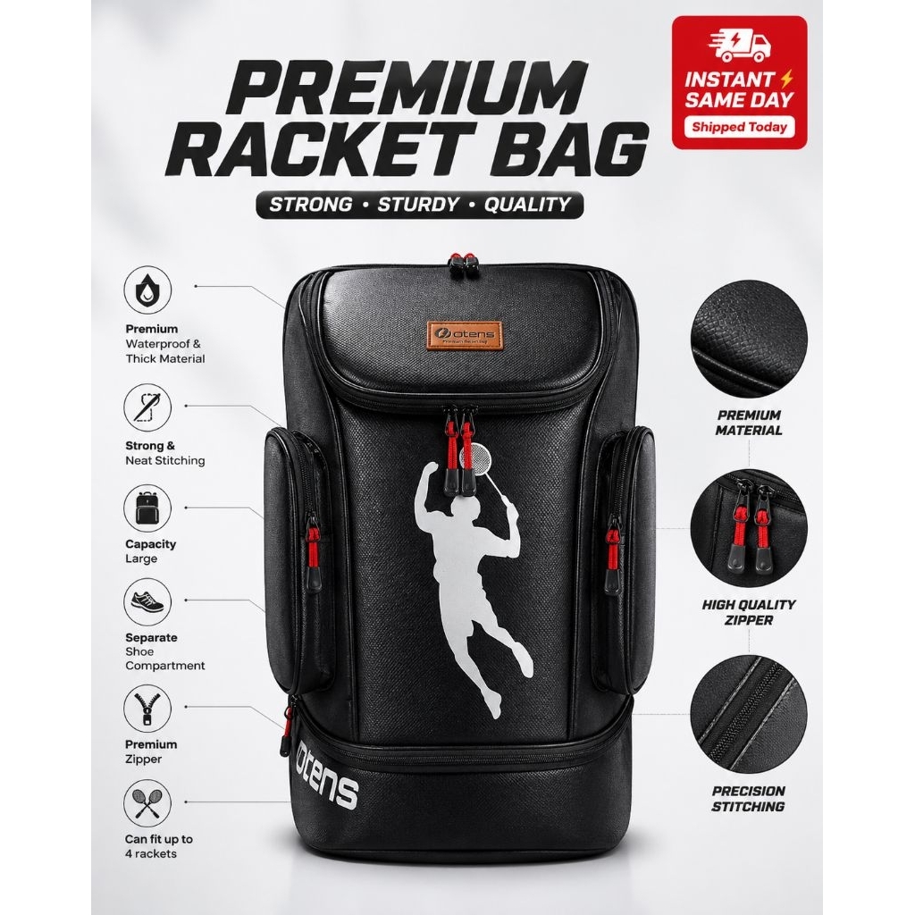 Tas Badminton ransel/gendong premium Tas ransel Tenis premium ,TAHAN AIR (Waterproof )Tas Raket Rans