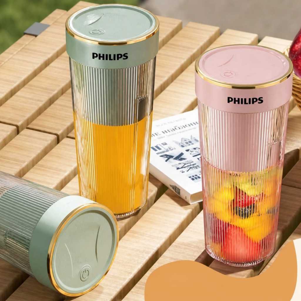 Oborbaru Philips MIni Blender 4 Mata Pisau Rechargeable Juicer POrtable USB Pembuat Jus