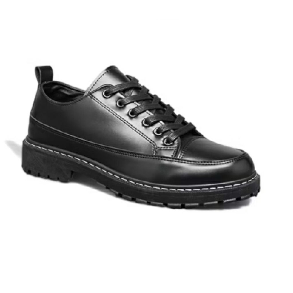 JENNEQ-Sepatu pria hitam sepatu Docmart kulit casual sekolah kantor