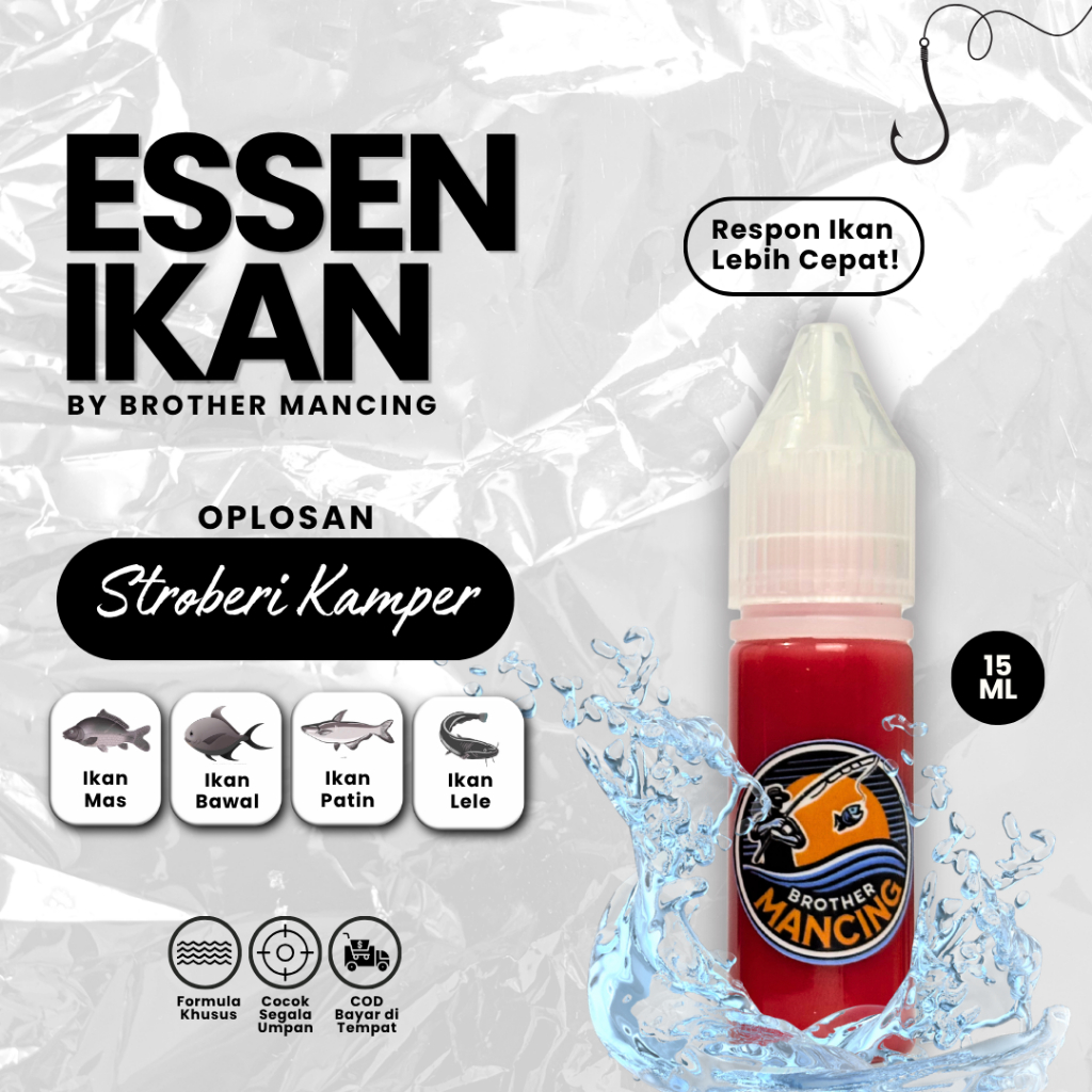 Esen Oplosan Strawberry Kamper Brother Mancing Ikan Mas Lele Patin Bawal 15ml