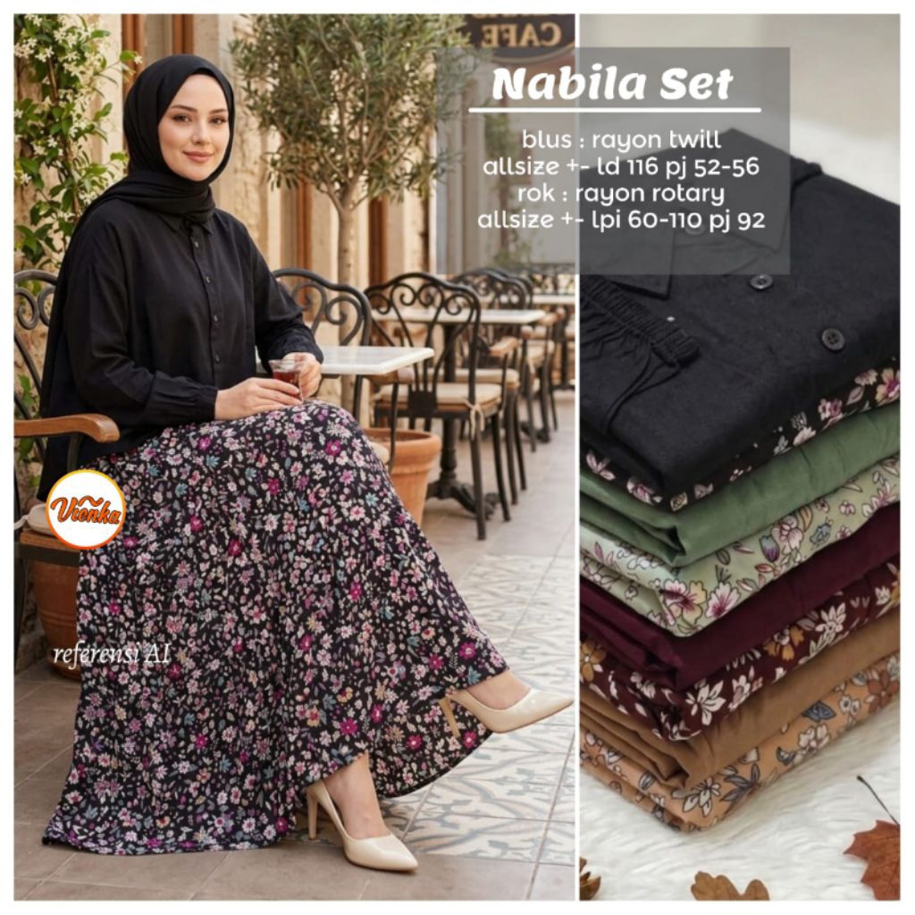 set nabila blus dan rok