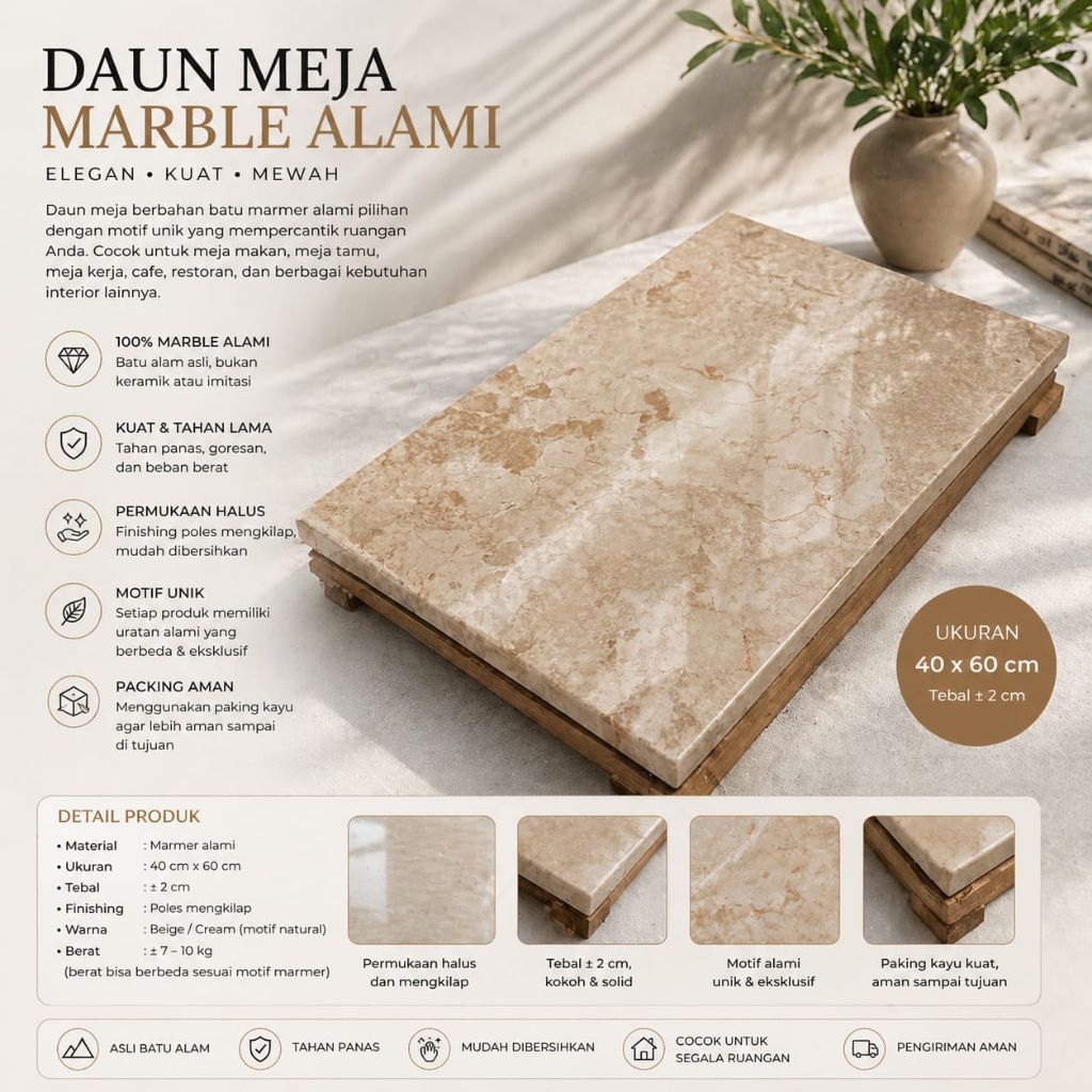 DAUN MEJA MARMER 60x40cm