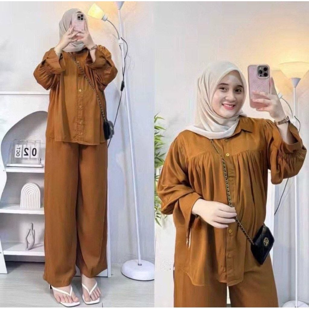 SHOFIA ONE SET RAYON TWILL PREMIUM | SET POLOS WANITA