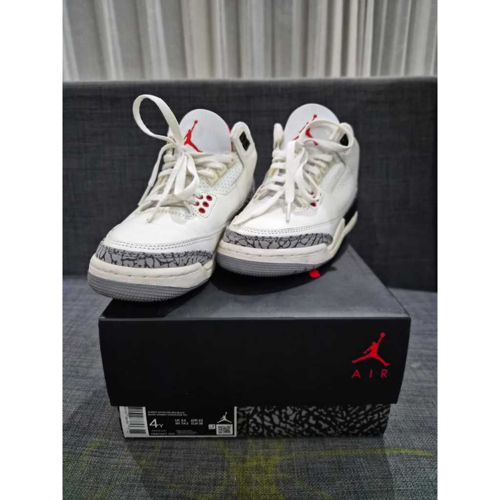 Air Jordan 3 White Cement Reimagined GS 4Y Original 100% Like New Fullset Sepatu Anak Nike AJ3
