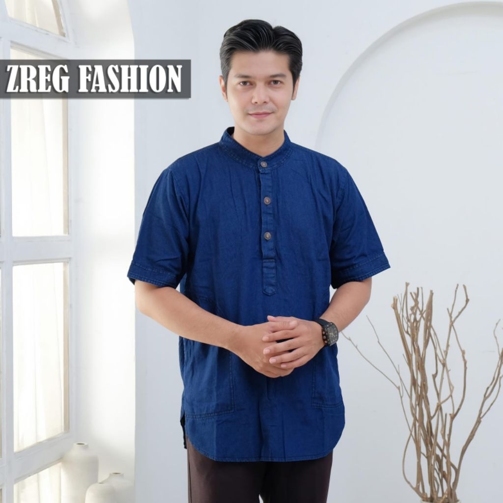 Baju Koko jeans Kurta premium Quality Kurta jeans Koko lengan pendek