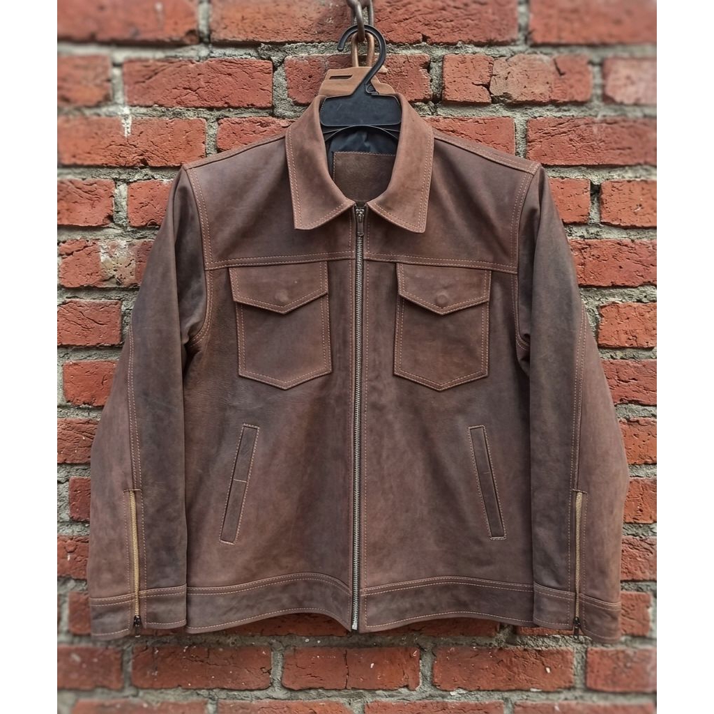 jaket kulit trucker pull up doff