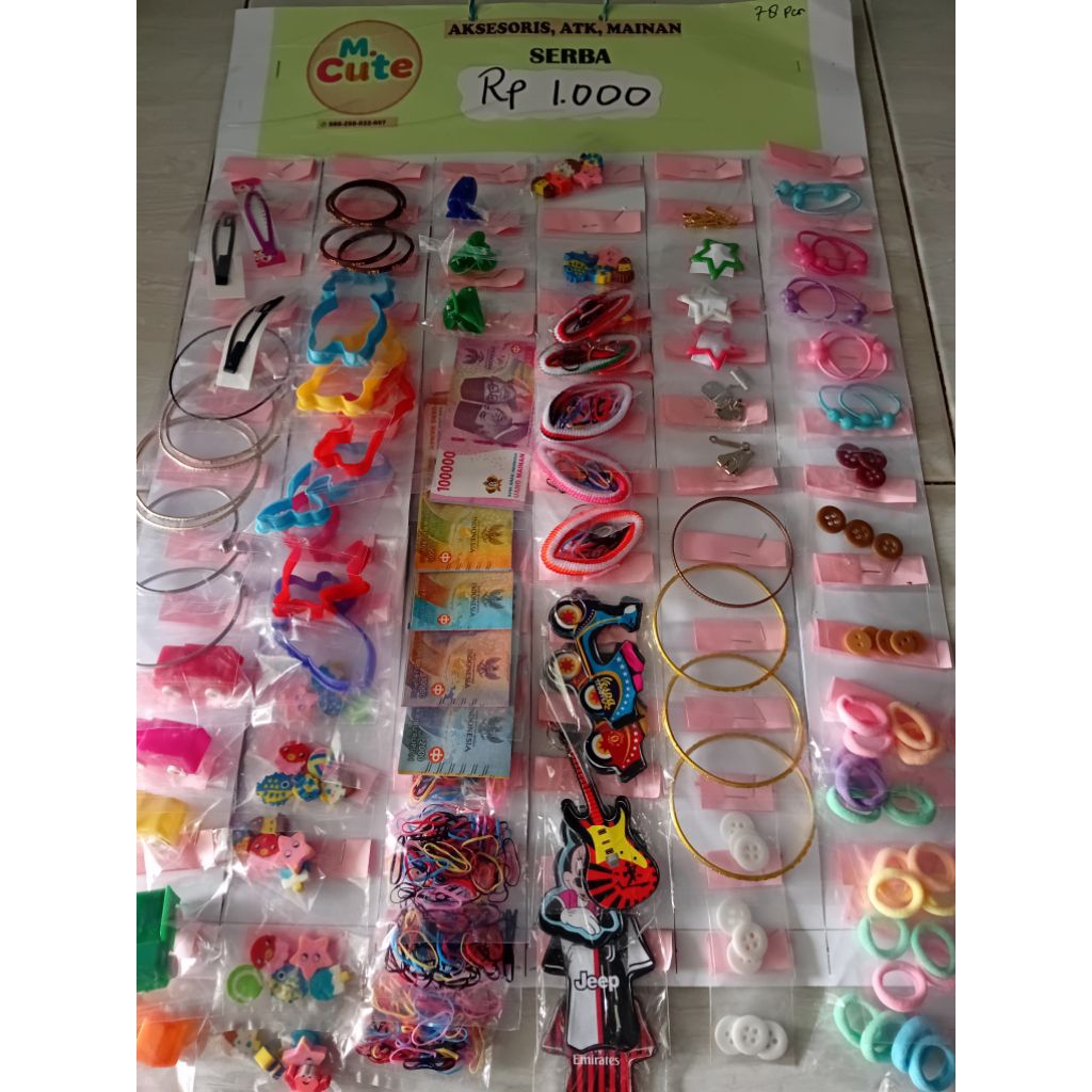 Usaha Rencengan 1000 an siap jual ll isi 78 pcs ll rencengan Aksesoris. Atk. Mainan. peralatan jahit