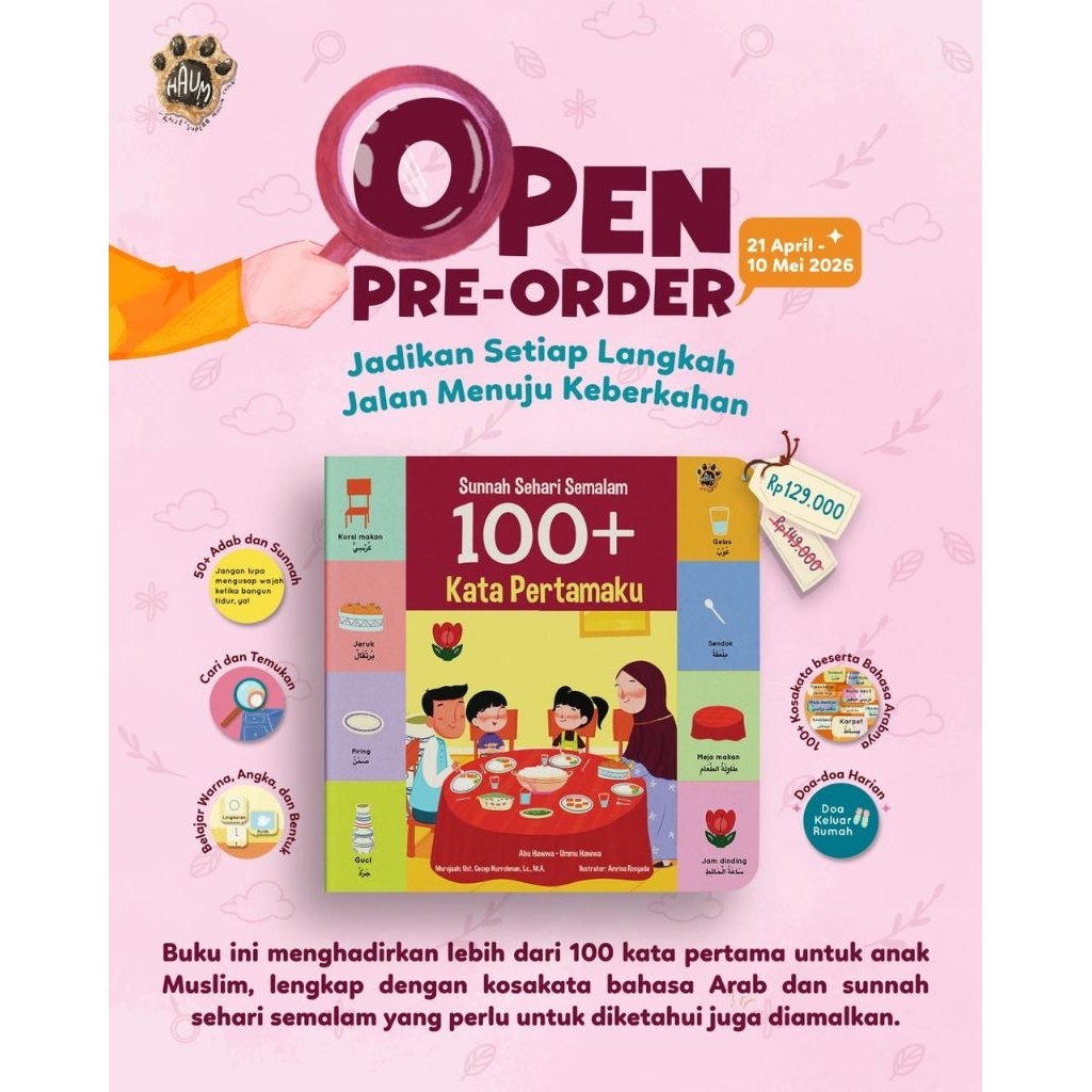 Interactive Boardbook Anak : Sunnah Sehari Semalam 100+ Kata Pertamaku Untuk Anak Muslim by Haum Pub