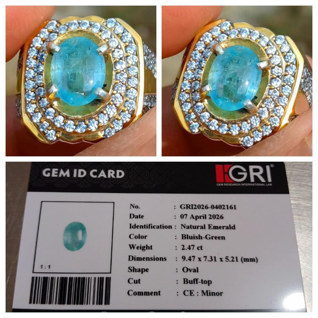 Natural Emerald Beryl 2,47 carat Minor memo GRI Lab