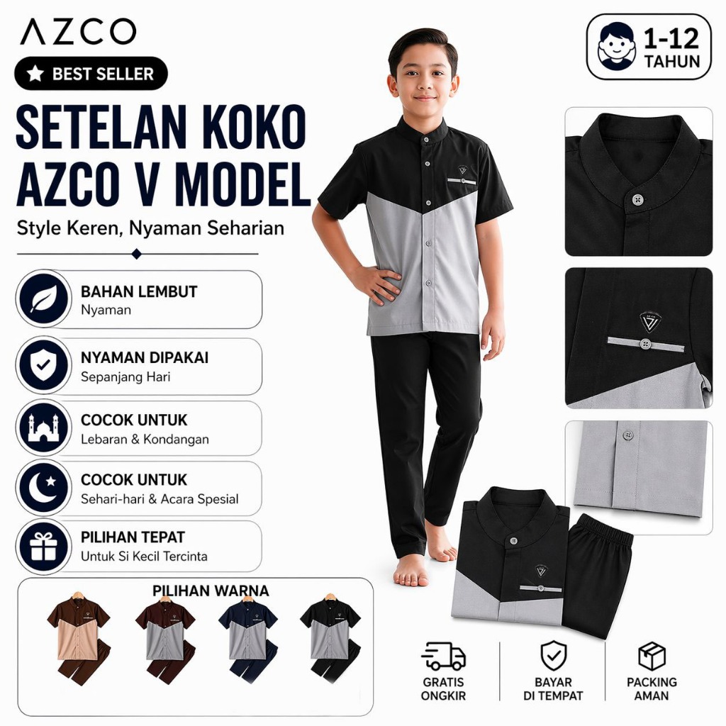 AZCO Setelan Koko Anak Laki Laki 1-12 Tahun
