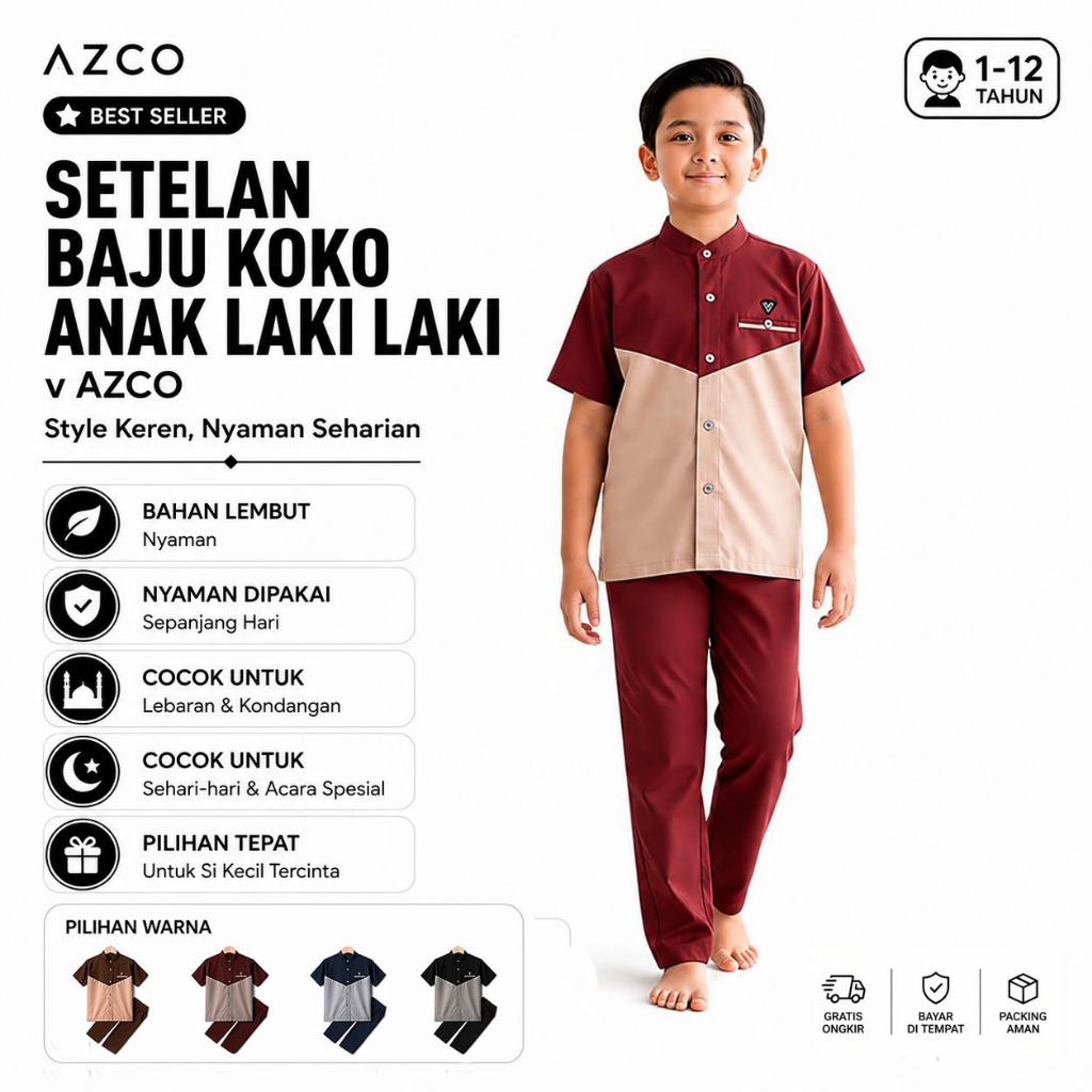 AZCO Setelan Koko Anak V model Usia 1-12 Tahun