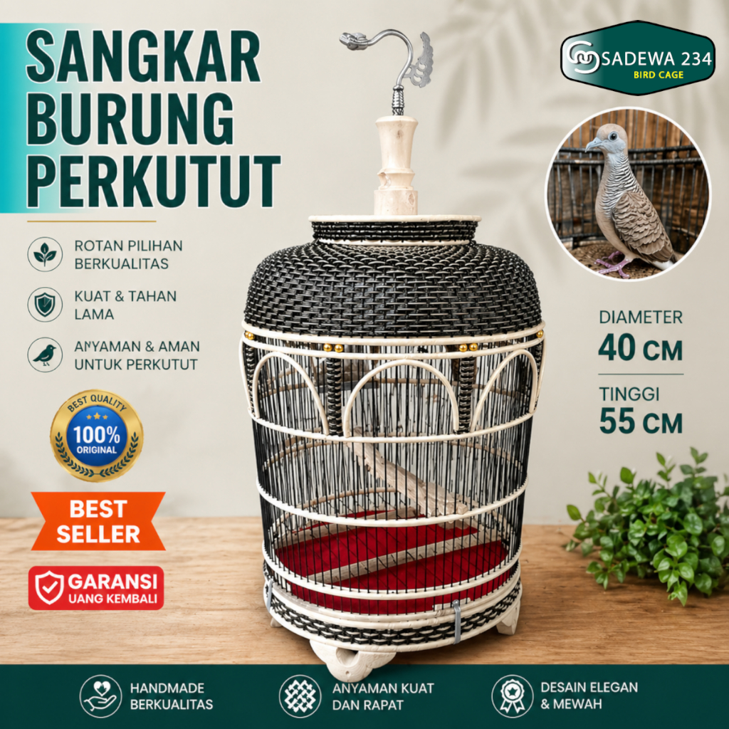 Sangkar Perkutut rotan tebok lepas warna natural