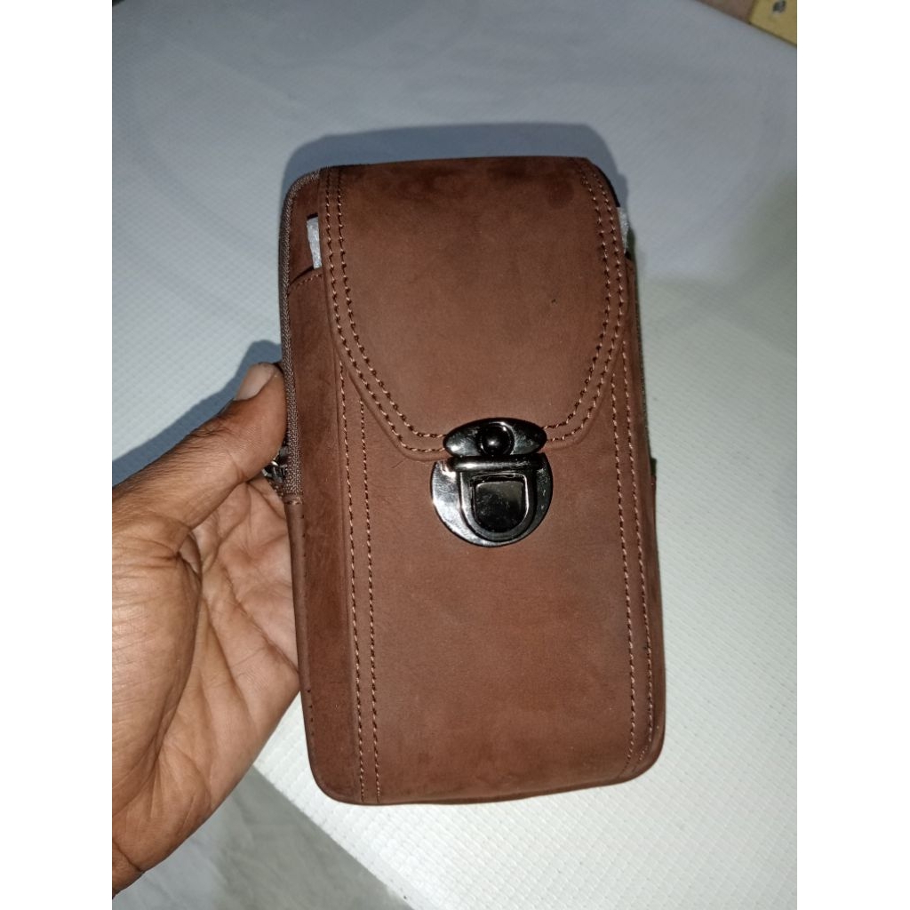 Dompet hp pria berdiri kulit asli crazy horse 7 inchi