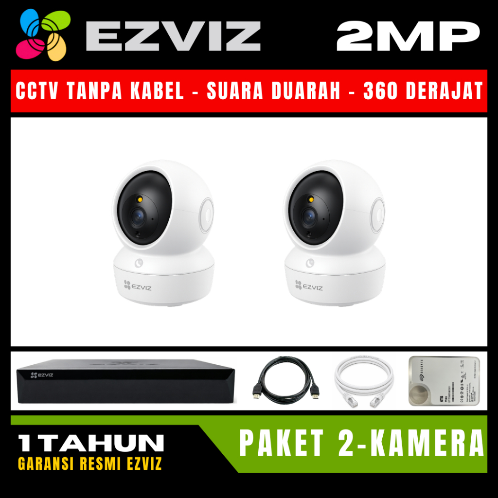 Paket CCTV EZVIZ 2MP 4 Channel 2 Kamera CCTV WIFI Camera Wireless Kamera Wifi