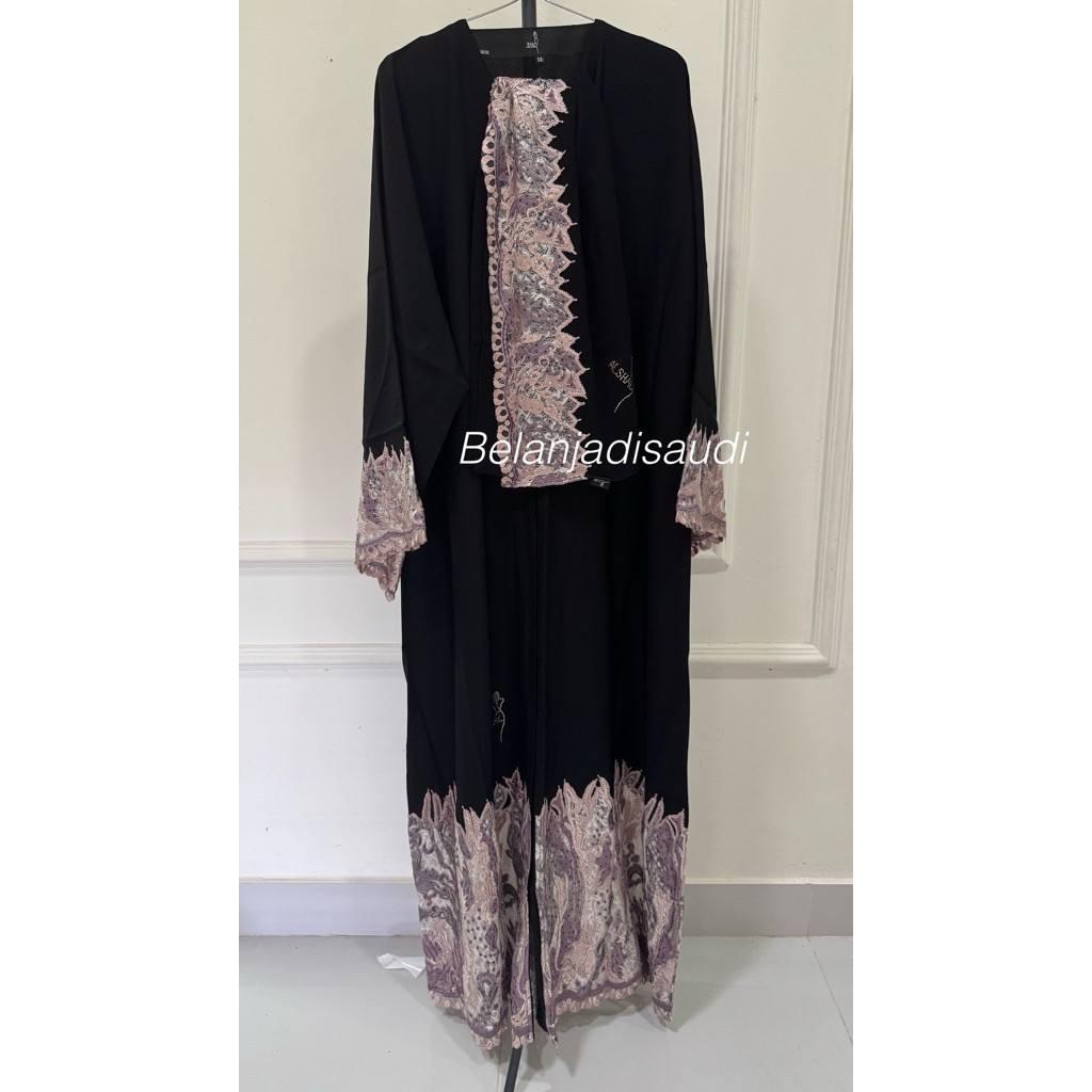 ABAYA ALSHAL LACE UNGU PINK SIZE 58