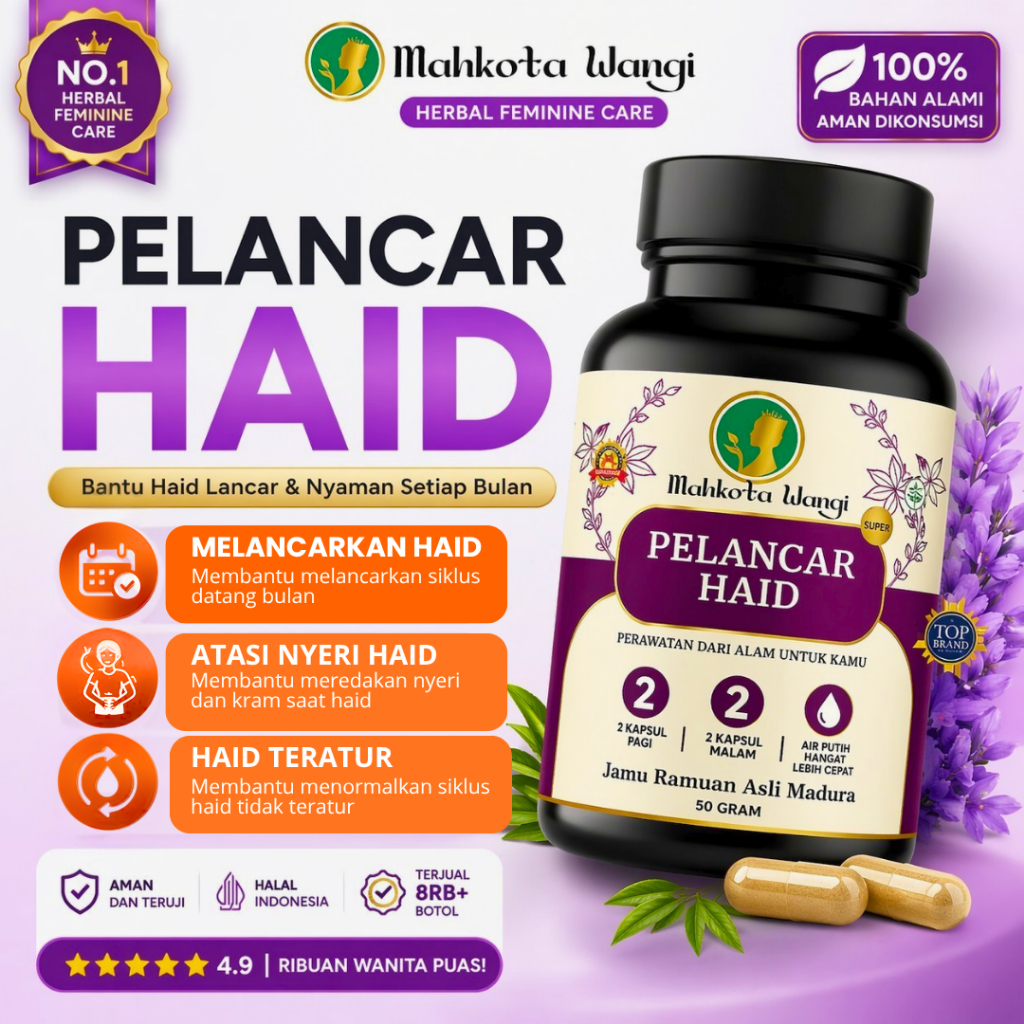 Pelancar Haid Telat Ampuh | Obat Haid Tidak Lancar & Nyeri Haid | Jamu Herbal Wanita Madura | Mahkot
