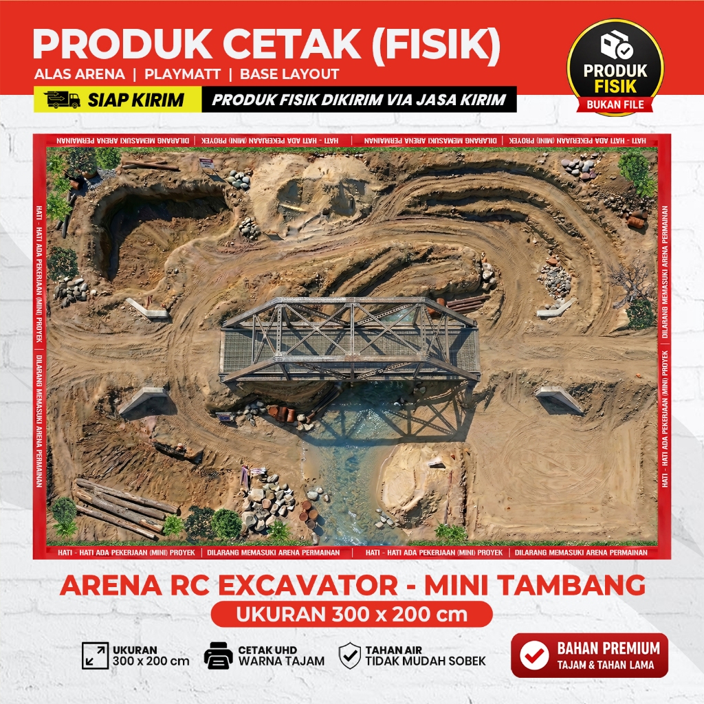 Alas Arena RC EXCAVATOR Cetak 3×2 Meter | Banner/Flexi UHD  | Playmat RC Excavator | DESAIN 003