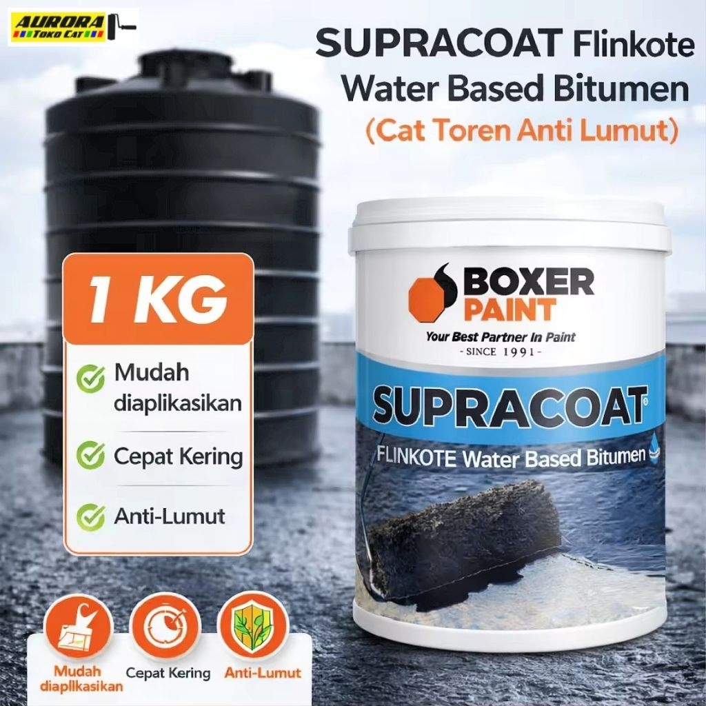 Flinkote Water Based Bitumen Cat Anti Lumut SUPRACOAT BOXER PAINT