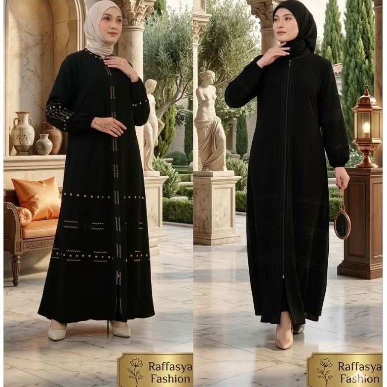 GAMIS ABAYA TURKEY DUBAI BORDIR DAN FULL HITAM ARAB MEISYA