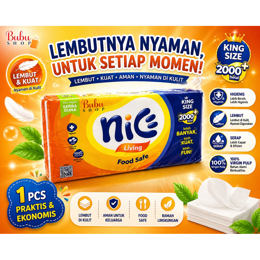 tissue tisu facial kiloan montiss 1000 sheets 2ply  / clean plus 1000 sheets / snowy 1000 sheets 2pl