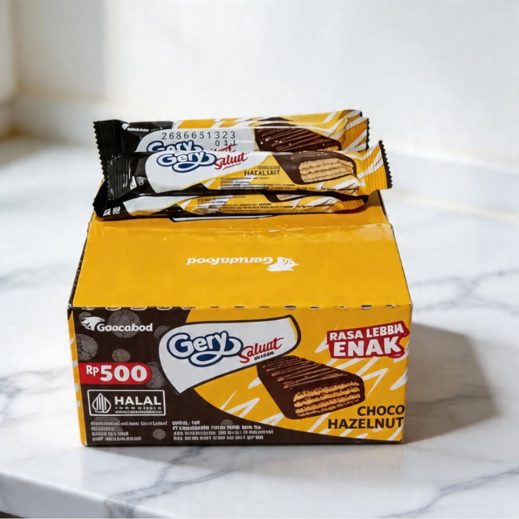 Gery Wafer | Wafer Salut| Salut 500 | Gery 500 | Hazelnut | Murah | 24 Pcs | Murah | Enak | Snack
