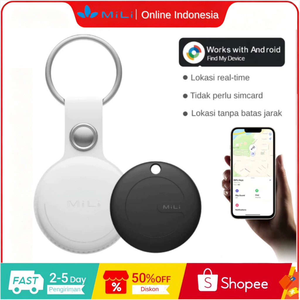 MILI Mitag GPS Tracker Android-Sertifikasi Google|Pelacak Barang/Hewan Peliharaan|Anti Kehilangan HP