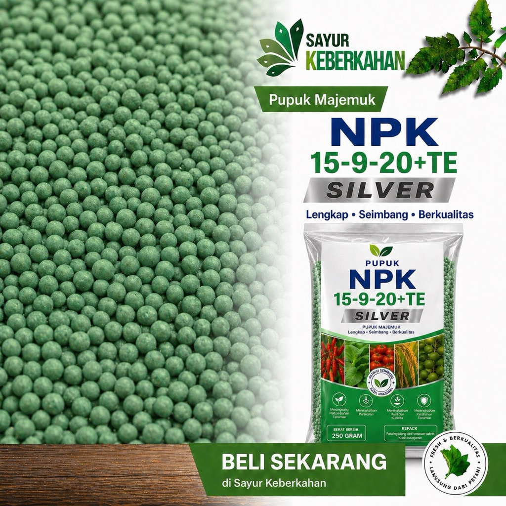 Pupuk NPK 15-9-20 + TE 250 Gram Untuk Masa Pembuahan Tanaman Buah Sayur NPK Premium Kemasan repack