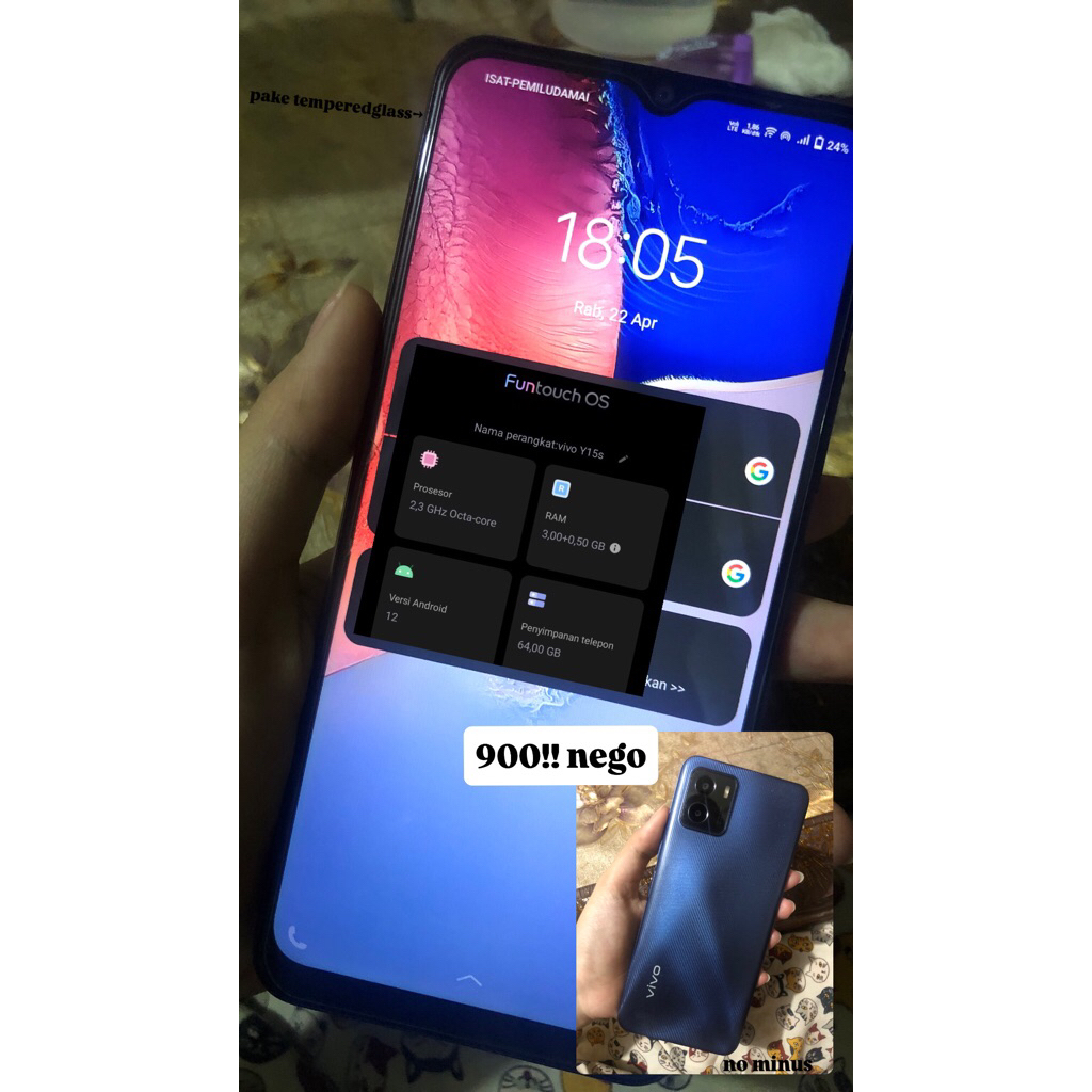 Jual HP Second baru ori Vivo y15s