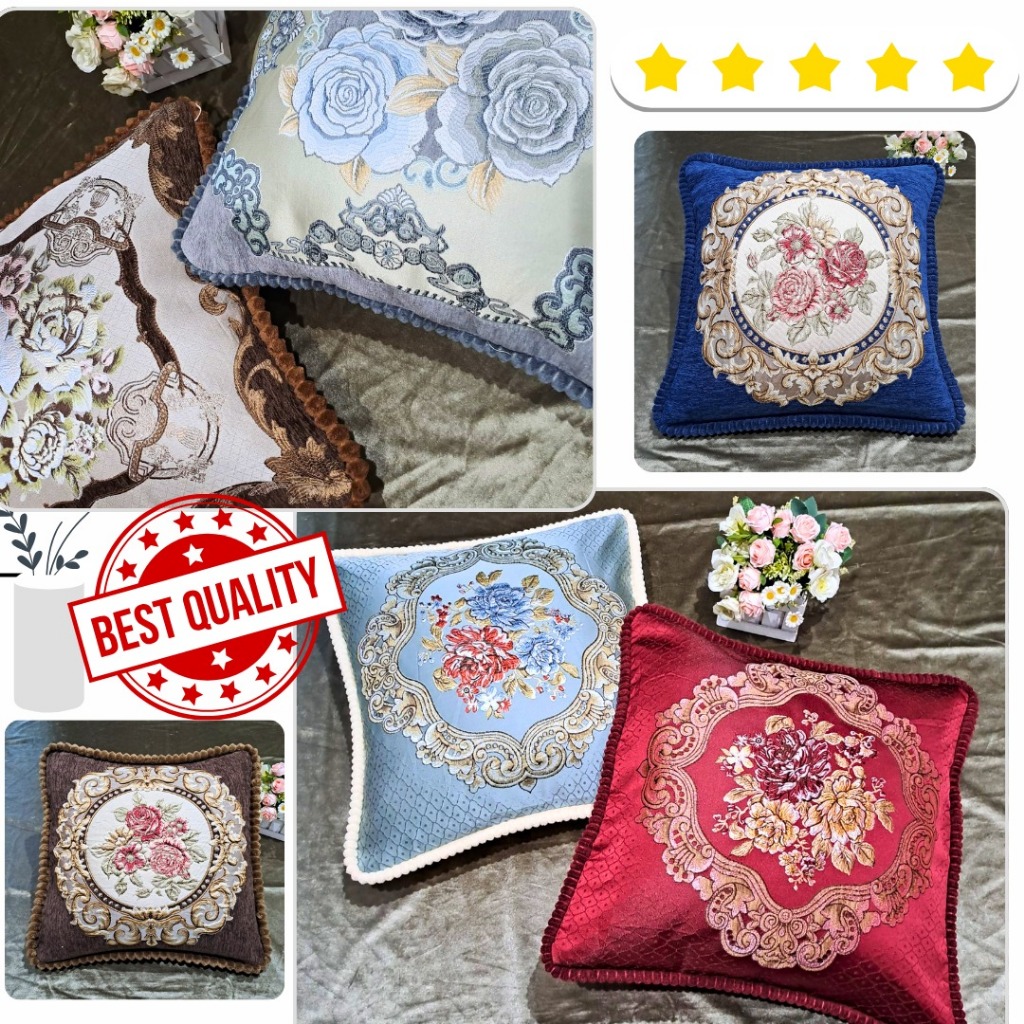 Sarung Bantal Kursi Sofa Cushion Cover Elegan Shabby Chic ukuran 50x50 cm Victorian Vintage