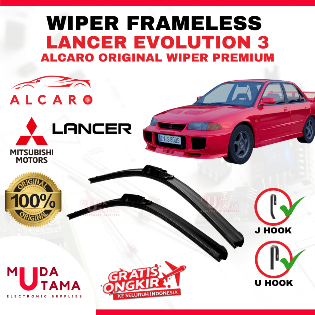 Wiper Frameless LANCER EVO 3 Original Alcaro - Sapu Kaca LANCER EVO 3 - Wiper LANCER EVO 3 Frameless
