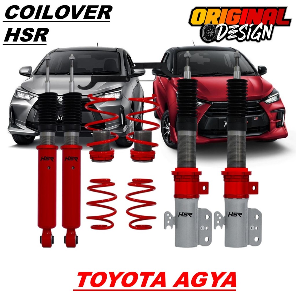 COILOVER HSR RED FRONT REAR COCOK UNTUK TOYOTA AGYA