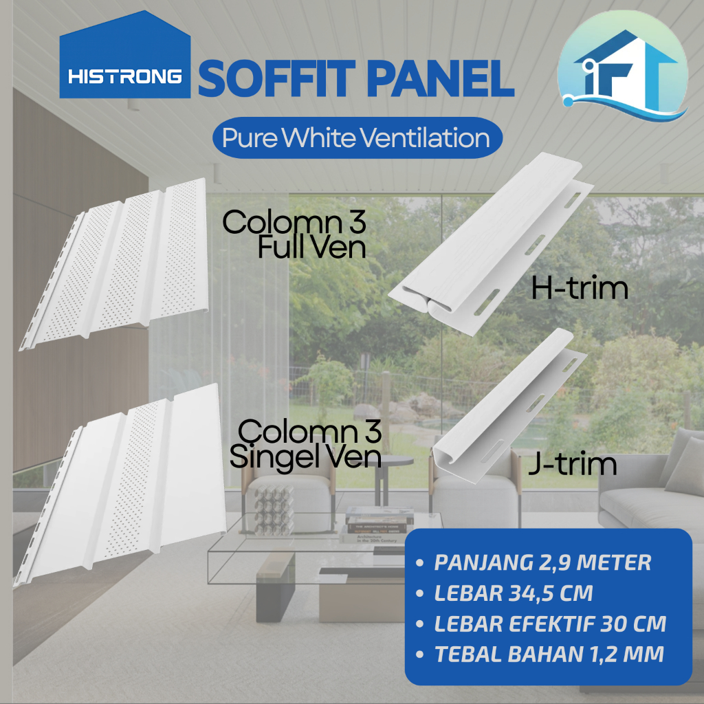 Soffit Panel By Histrong PVC Plafon Dinding  Indoor Outdoor Plafond Wall Panel Pure White Ventilatio