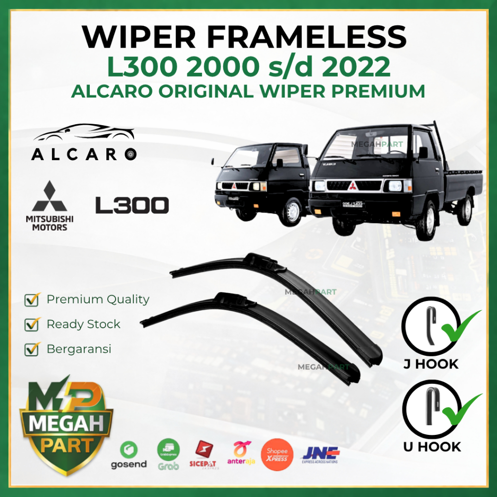 Wiper Frameless L300 PickUp 2000 s/d 2022 Original Alcaro - Sapu Kaca Pick Up L300 - Wiper L300 Fram