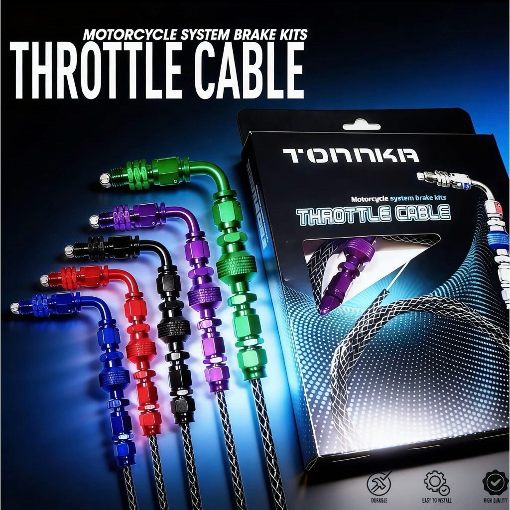 Kabel gas fitting L steinlees drat 14 fitting stainless steel plus tali gas 210cm kabel gas spontan