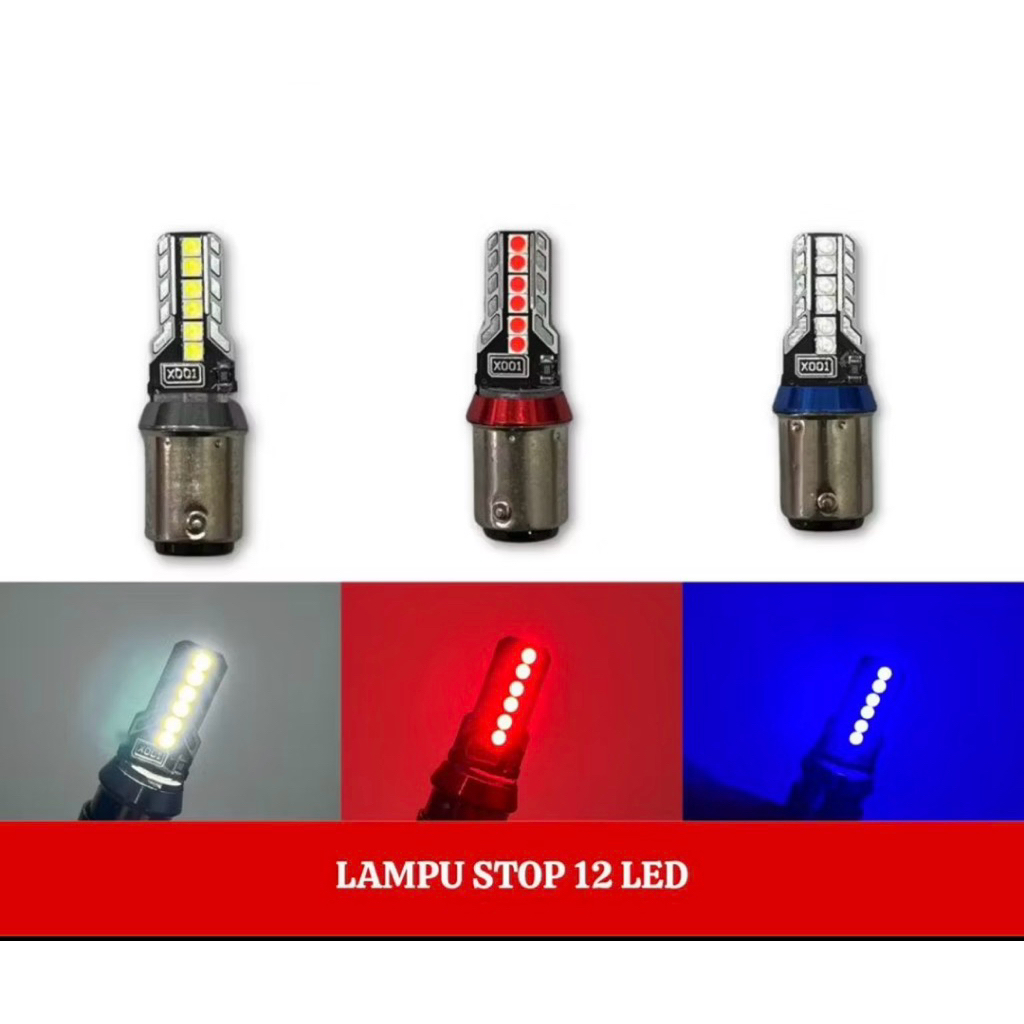 LAMPU STOP LED REM MOBIL MOTOR 12LED DC-12 VOLT MODEL NEW SUPER TERANG