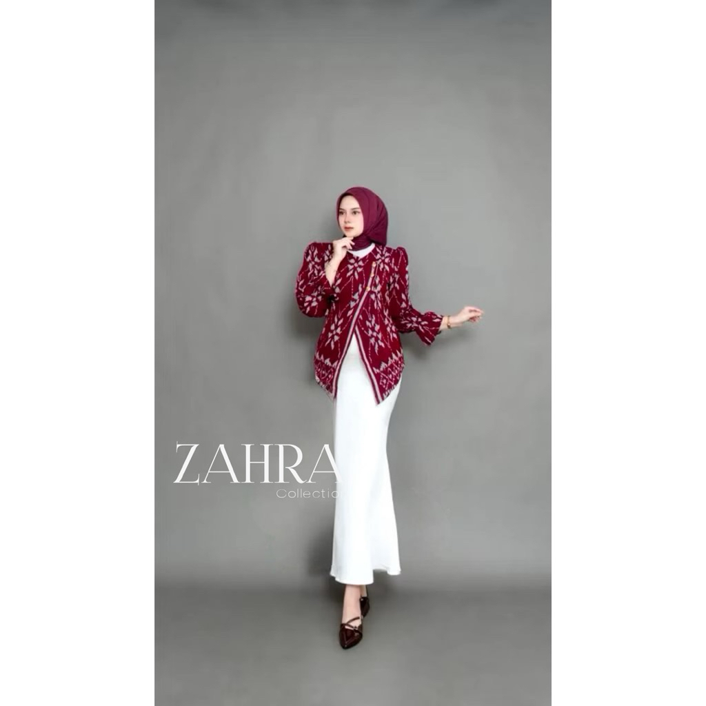 ZAHRA BATIK TENUN ATASAN WANITA JANGGAN MODEL KEBAYA BATIK TENUN MODERN