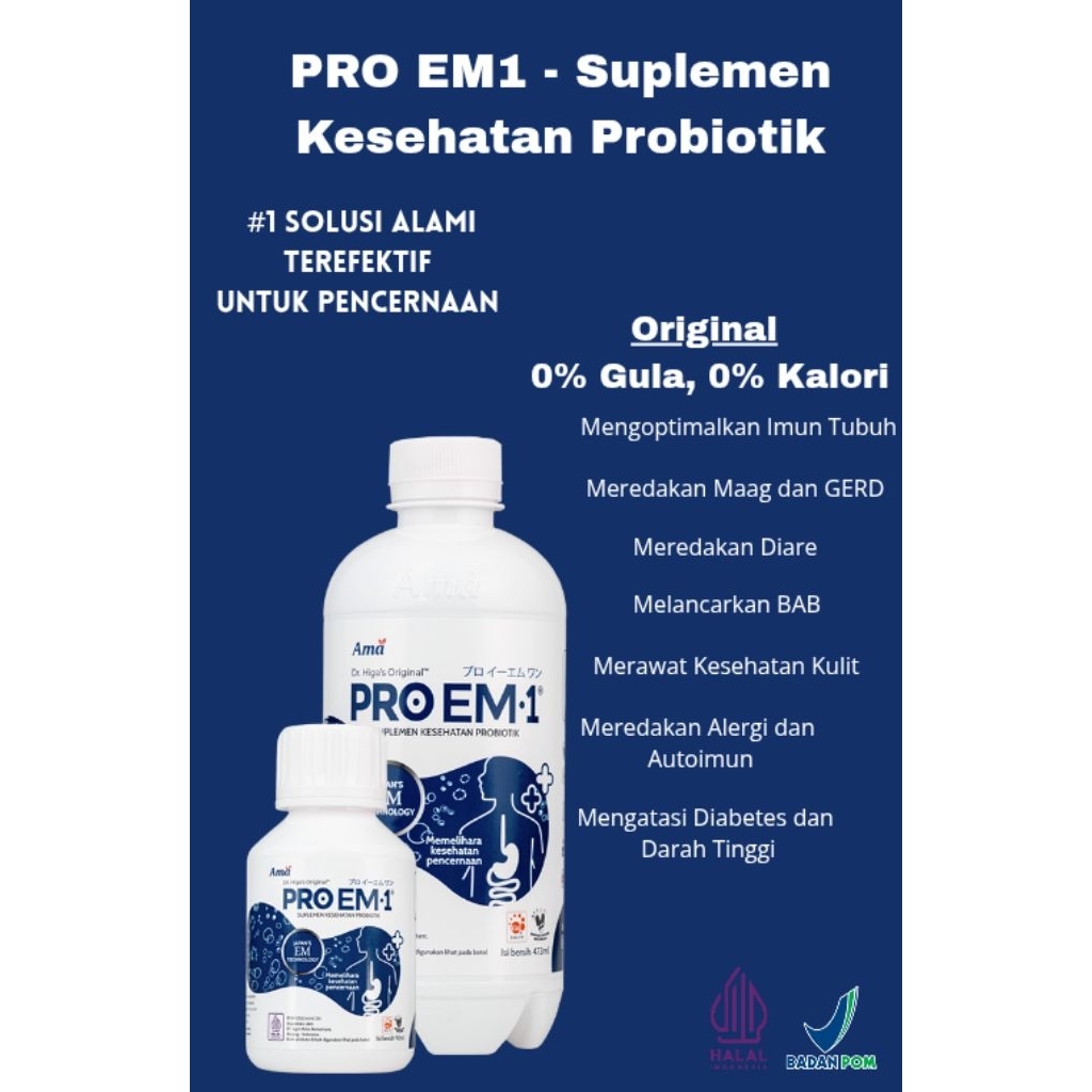 PRO EM1 Suplemen Kesehatan Probiotik - Original 90 ml 473 ml