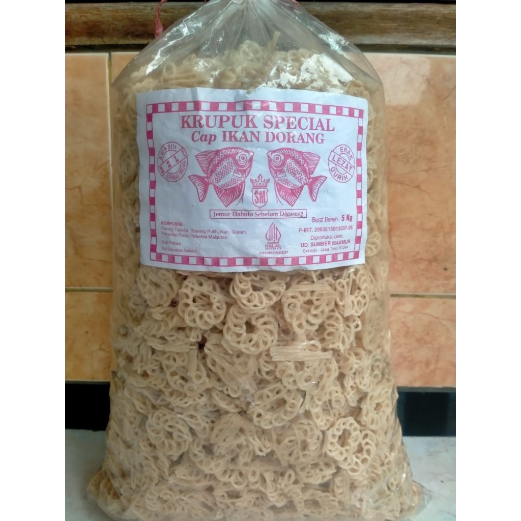 KERUPUK MAWAR PUTIH / KERUPUK SEBLAK mentah cap ikan dorang - 5kg