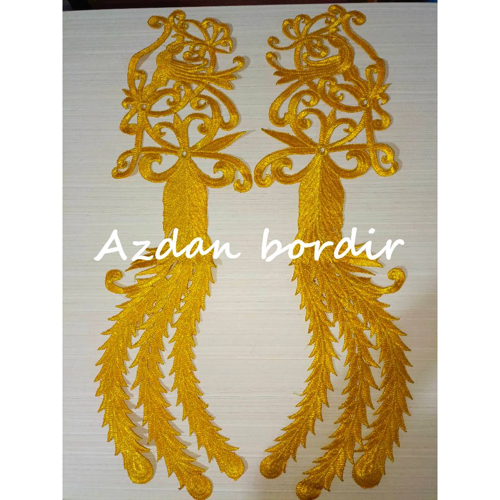 Renda Bordir  Hiasan Tempel Motif Zoya Ornamen Mewah Sepasang Elegan dan Mewah