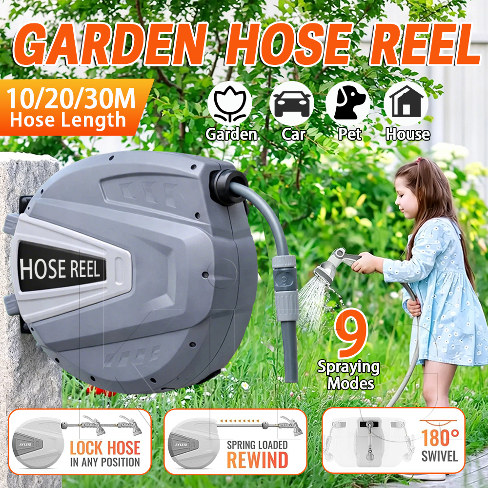 Gulungan Selang Air Otomatis  10M 20M 30M  Selang Air Gulung Portabel  Auto Rewind Hose Reel  Cuci M