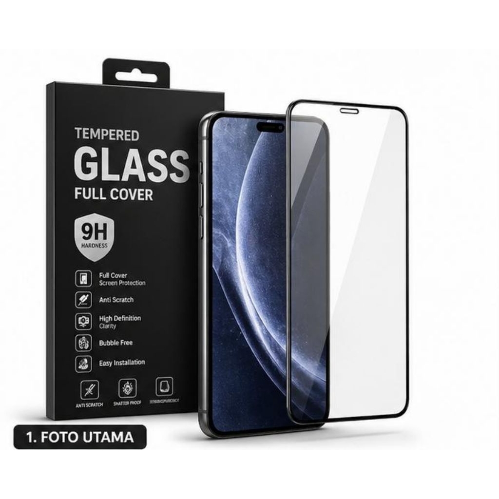 Tempered Glass Full Cover Anti Gores - Pelindung Layar Full Lem HP