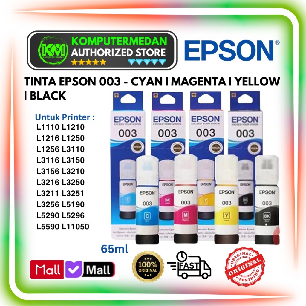 Tinta EPSON 003 for L5190 L3150 L3210 L3110 L1110 L3100 L310 Original