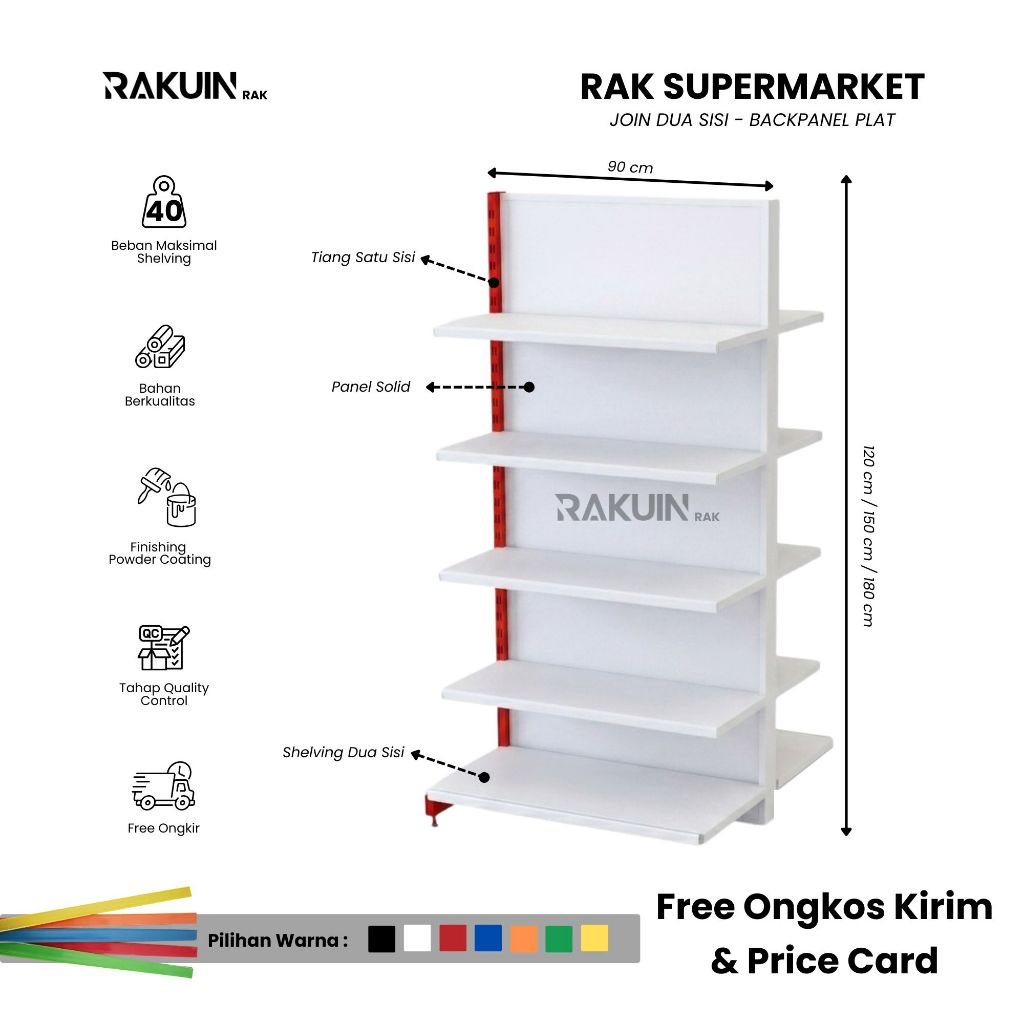 Rak Konektor Dua Sisi Plat Solid / Double Join  Backpanel Plat / Untuk Minimarket dan Supermarket / 
