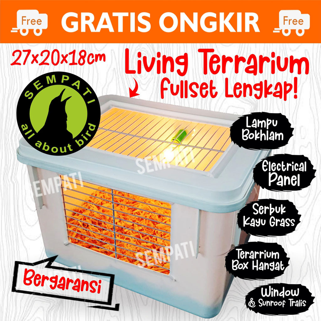 SEMPATI Box Kotak Ternak BurungTerrarium Fullset Plus Lampu Kotak Ternak Breeding Burung Parrot Love