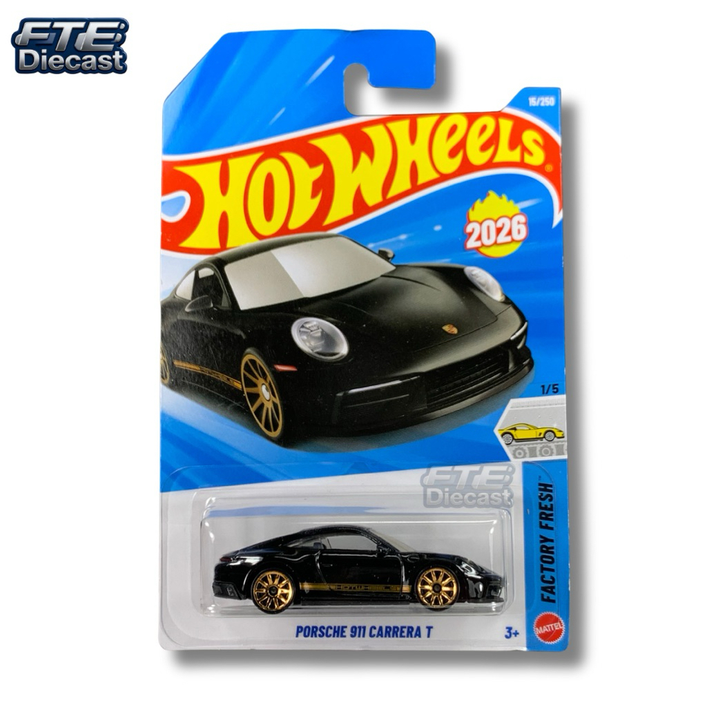 Hot wheels Porsche 911 Carrera T Black Hitam