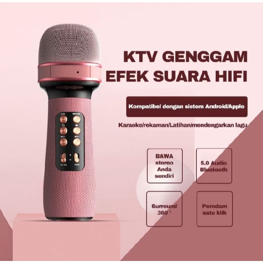 baru KINYO 898 Mikrofon Bluetooth nirkabel,mic wireless, speaker mikrofon, Bluetooth 5.0, suara surr
