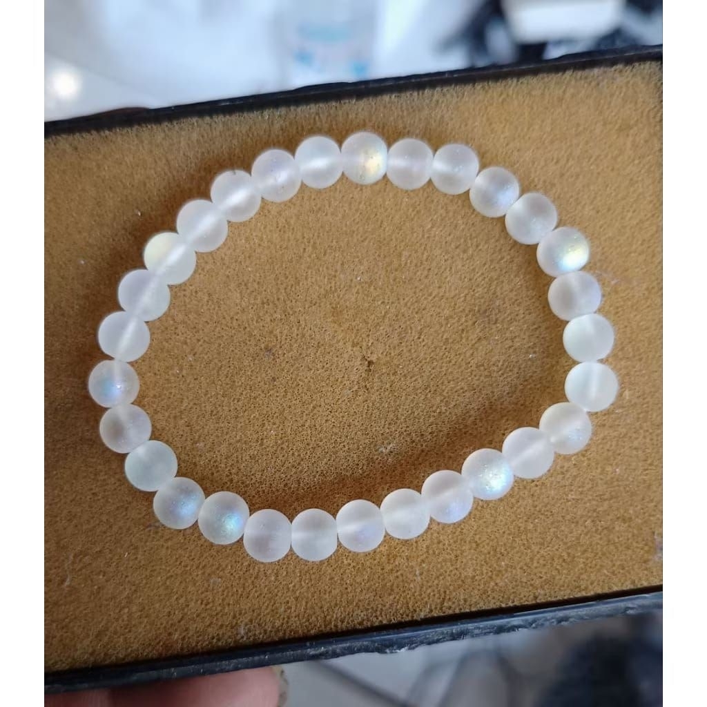 gelang elastis batu akik biduri bulan elegan