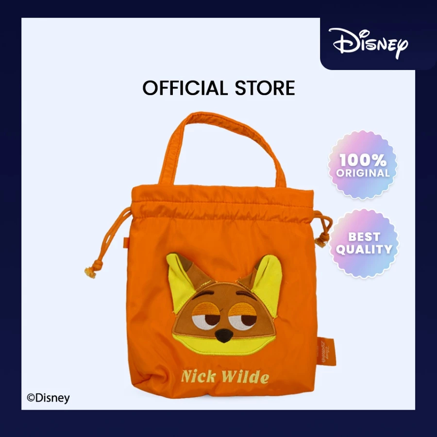 DISNEY Zootopia Orange Nick Drawstring Storage Bag Series | Tas Mini Makeup Travel Bag Pouch Kosmeti