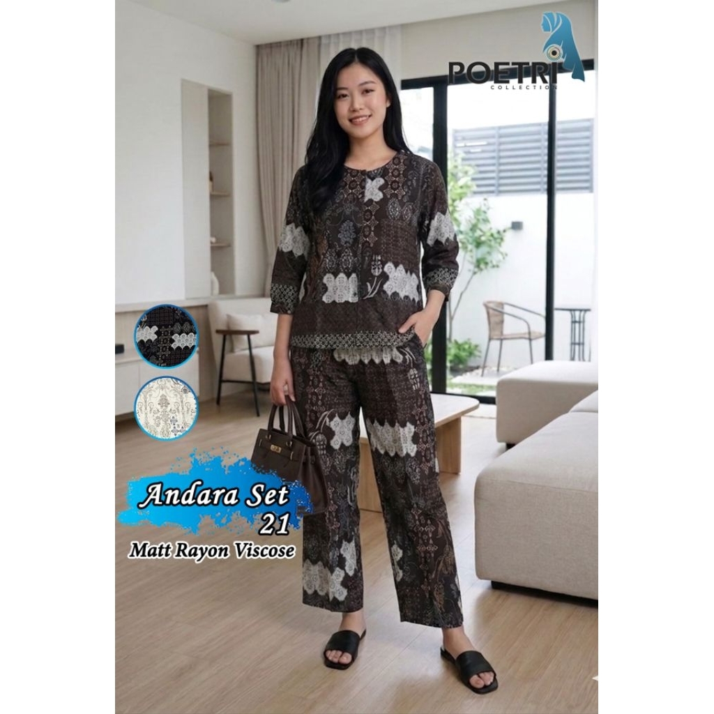 Setelan/Oneset Rayon Viscose Andara Set Size Jumbo Poetri Collection